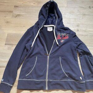 Women's CCM brand xl NHL Columbus Blue Jackets Full zip Sherpa lined hood EUC!